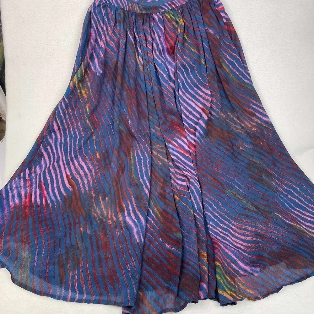 Free People Navy Print Maxi Skirt Extra Small